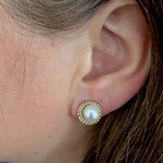 14K Yellow Gold Pearl Clip On Stud Earrings