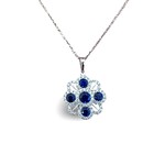 14K White Gold Sapphire & Diamond Cluster Pendant