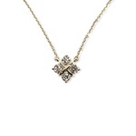 14K Yellow Gold Diamond XO Cluster Pendant