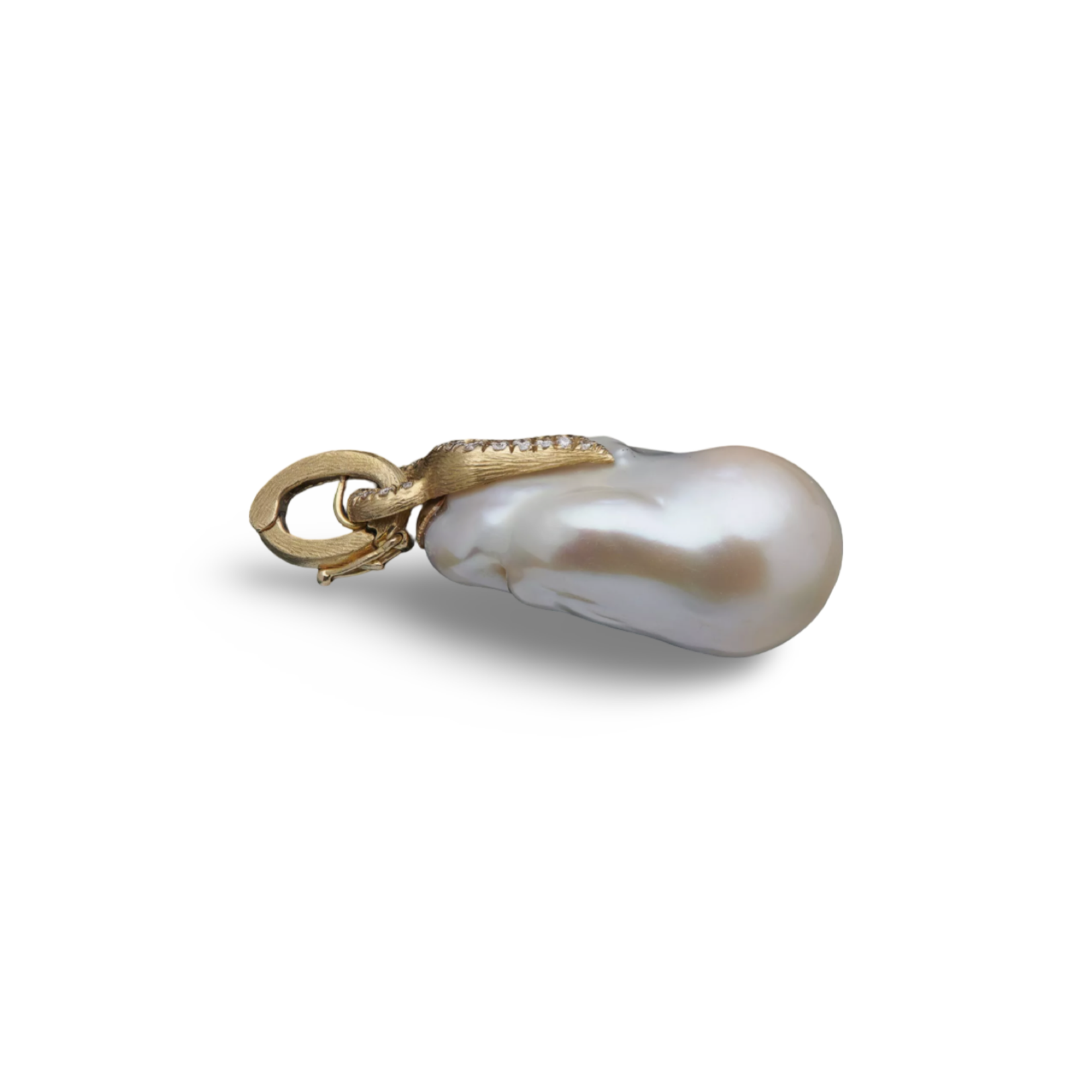 14K Gold Cultured Baroque Pearl & Diamond Enhancer