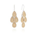 Sterling Silver and 18K Yellow Gold Overlay Dotted Chandelier Earrings