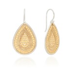 Sterling Silver and 18K Overlay Dotted Teardrop Earrings