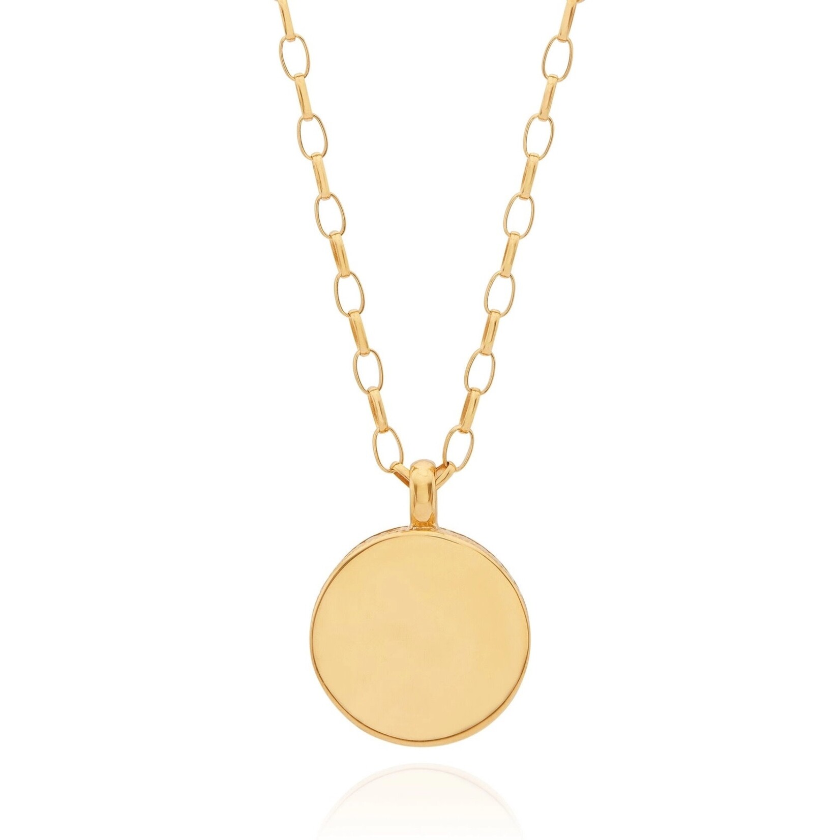 Sterling Silver and 18K Yellow Gold Overlay Turquoise Medallion Necklace