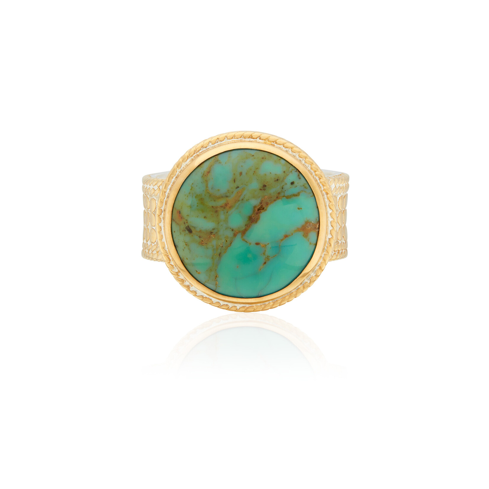 Sterling Silver and 18K Yellow Gold Overlay Turquoise Cocktail Ring