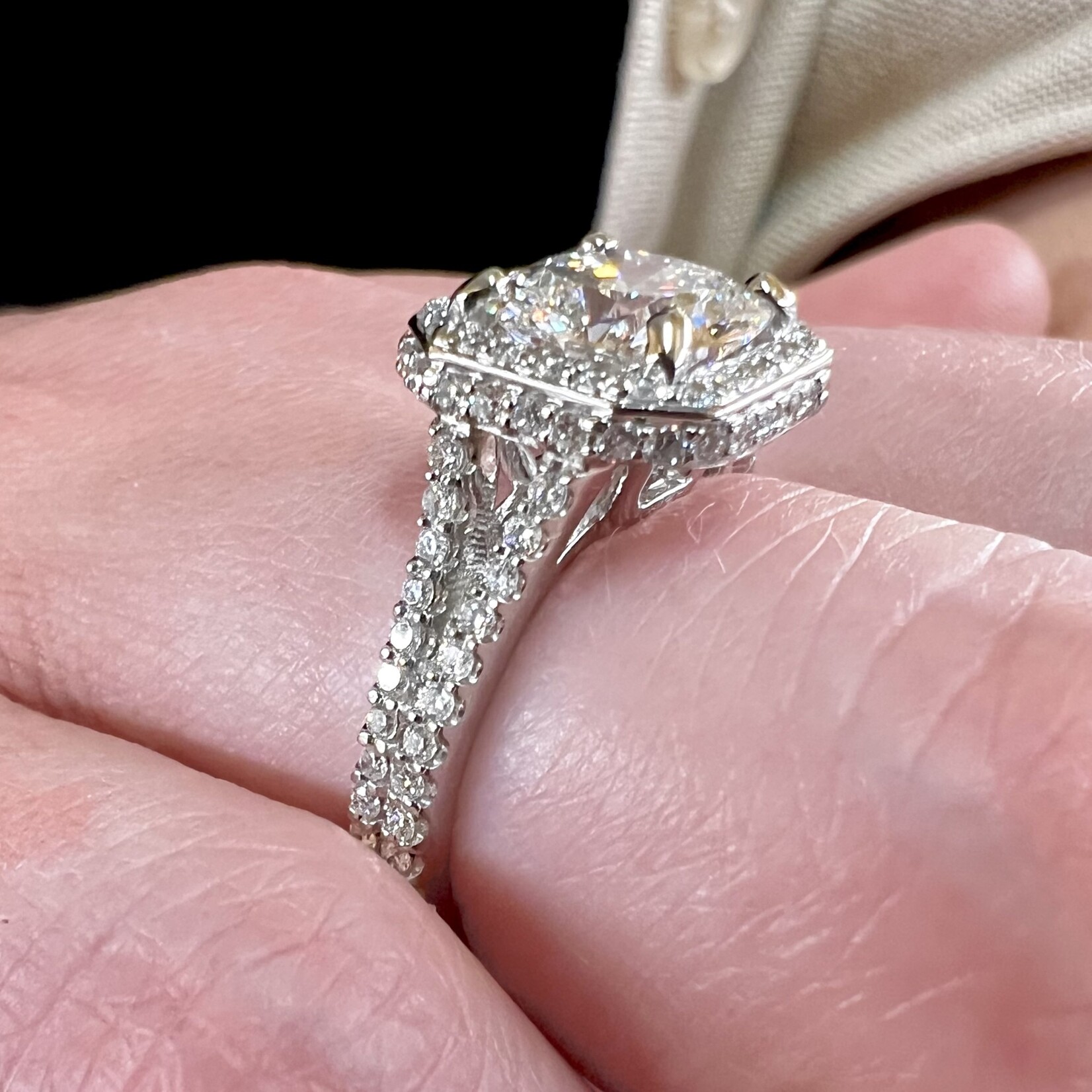 Platinum Lab Grown Diamond Halo Engagement Ring