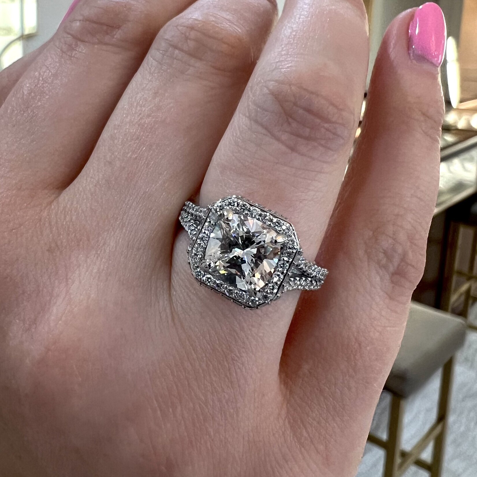 Platinum Lab Grown Diamond Halo Engagement Ring