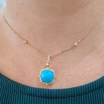 14K Yellow Gold Turquoise & Diamond Pendant