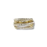 14K Yellow Gold Diamond Cable Bypass Wide Band