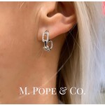 14K White Gold Pave Diamond Link Huggies