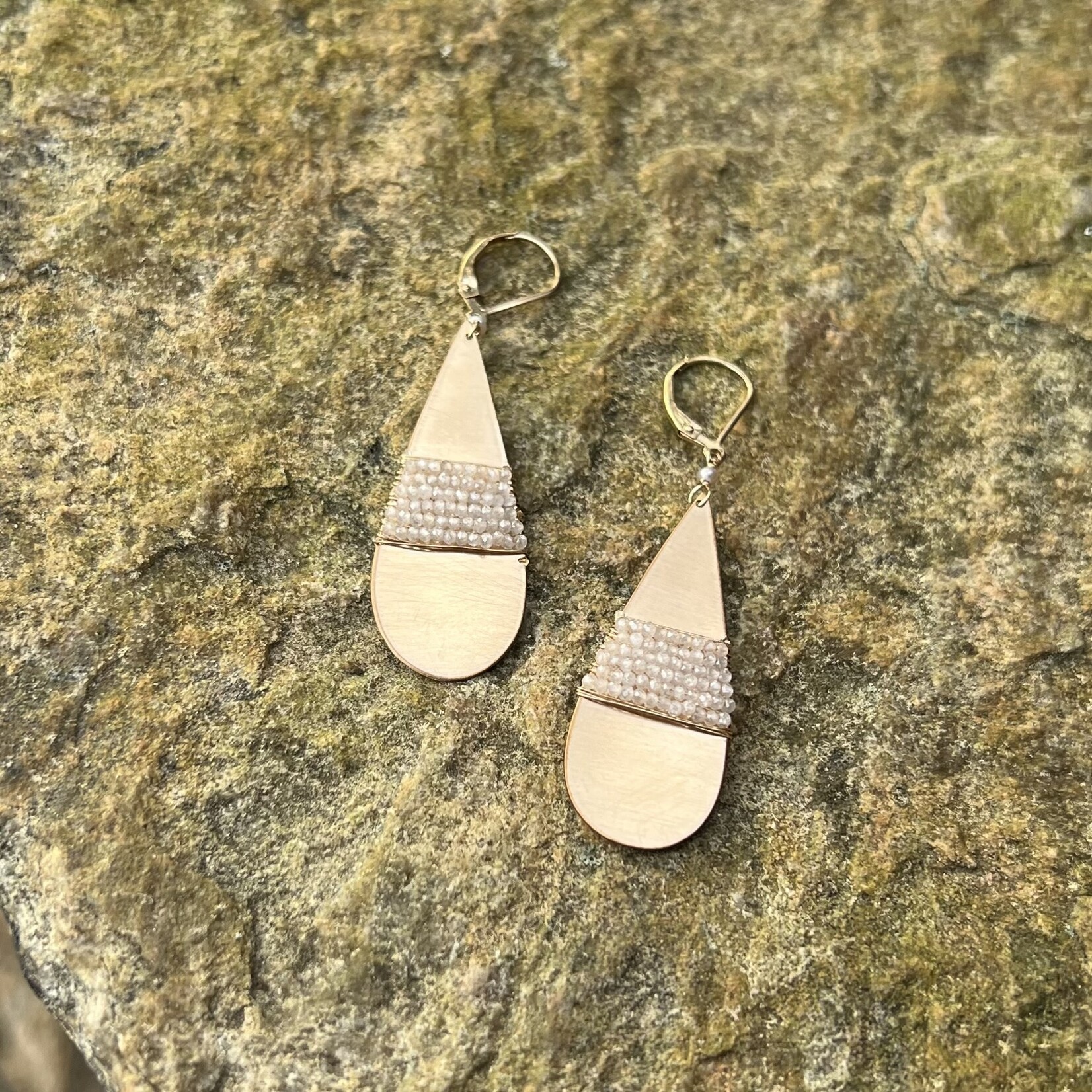 Michelle Pressler 14K Yellow Gold Overlay White Zircon Teardrop Earrings