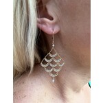 Michelle Pressler 14K Yellow Gold Filled  and Vermeil White Natural Zircon and Keshi Pearl Earrings