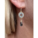 Michelle Pressler 14K Yellow Gold Plate Natural Blue Zircon/London Topaz Earrings