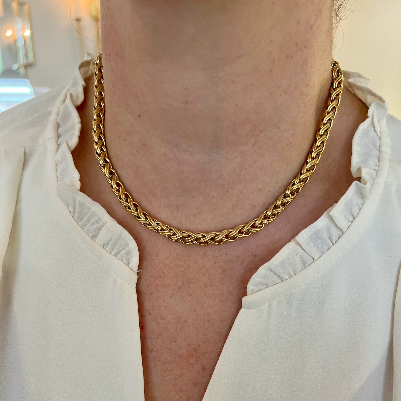 14K Yellow Gold  Round Russian Weave Necklace