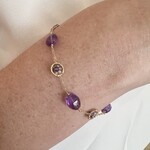 Michelle Pressler 14K Gold Overlay Violet Gemstone Bracelet