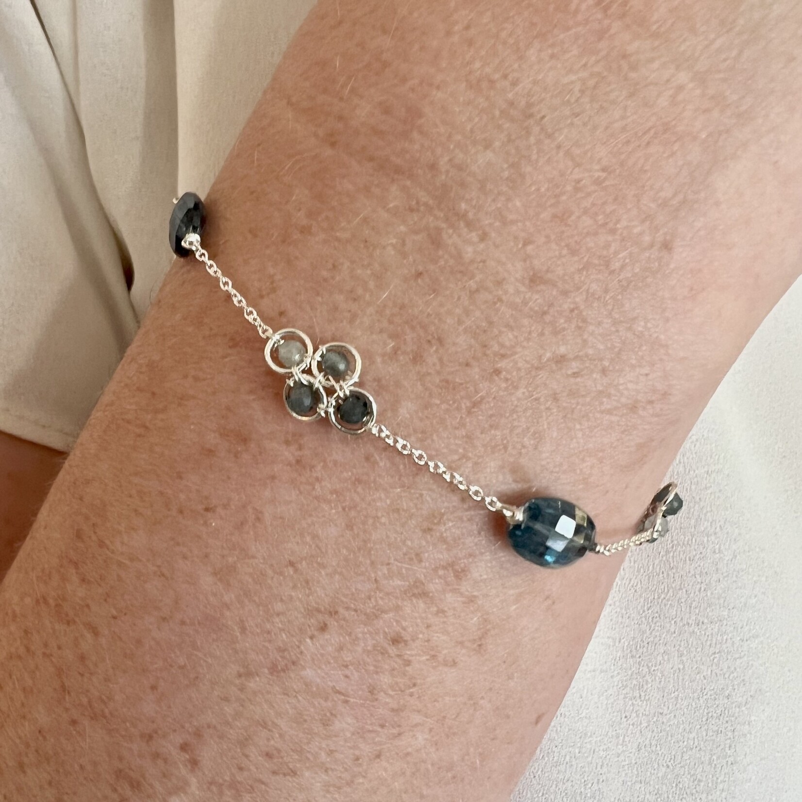 Michelle Pressler Sterling Silver Grandierite and Kyanite Bracelet