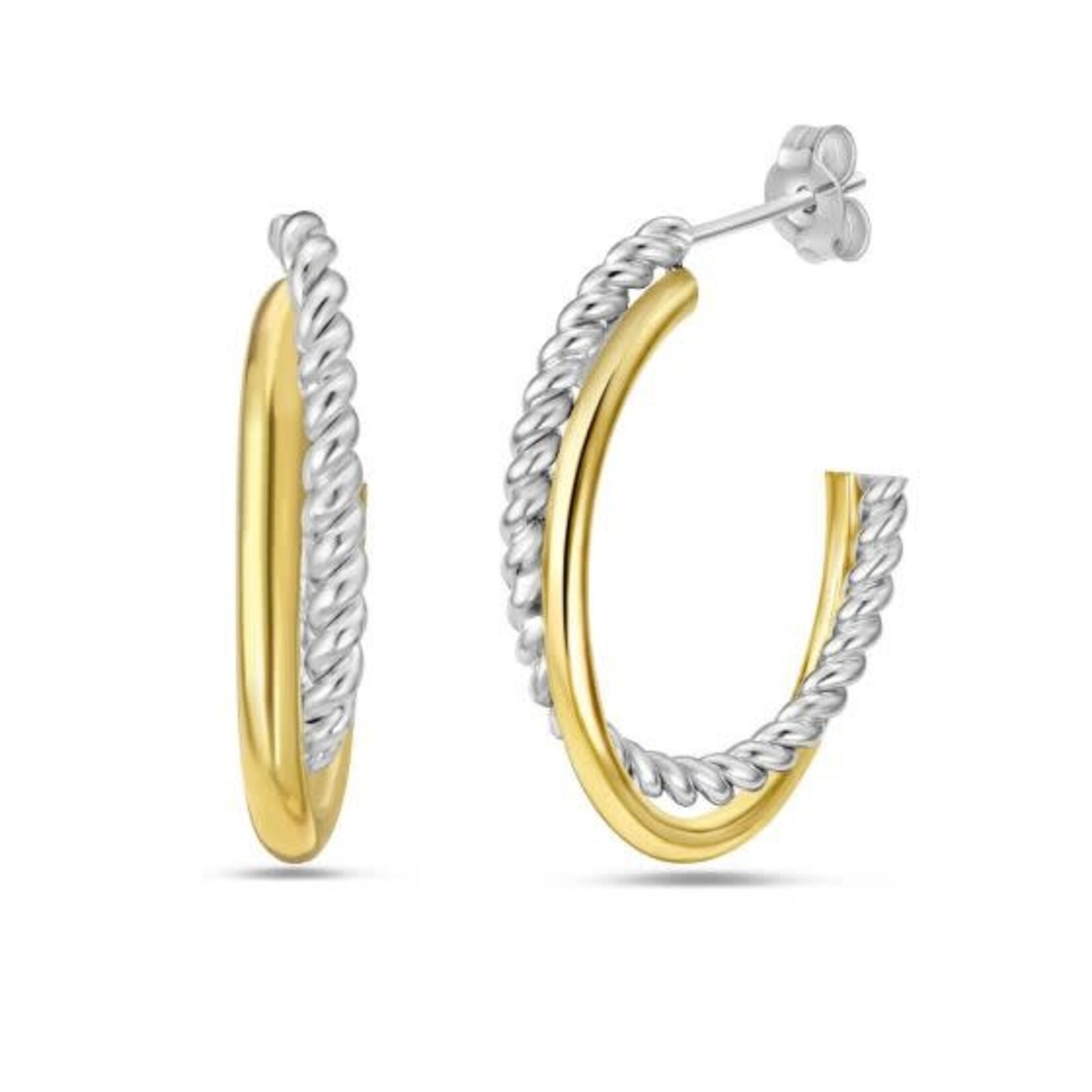 Sterling Silver & 18K Gold Traverso Hoop Earrings