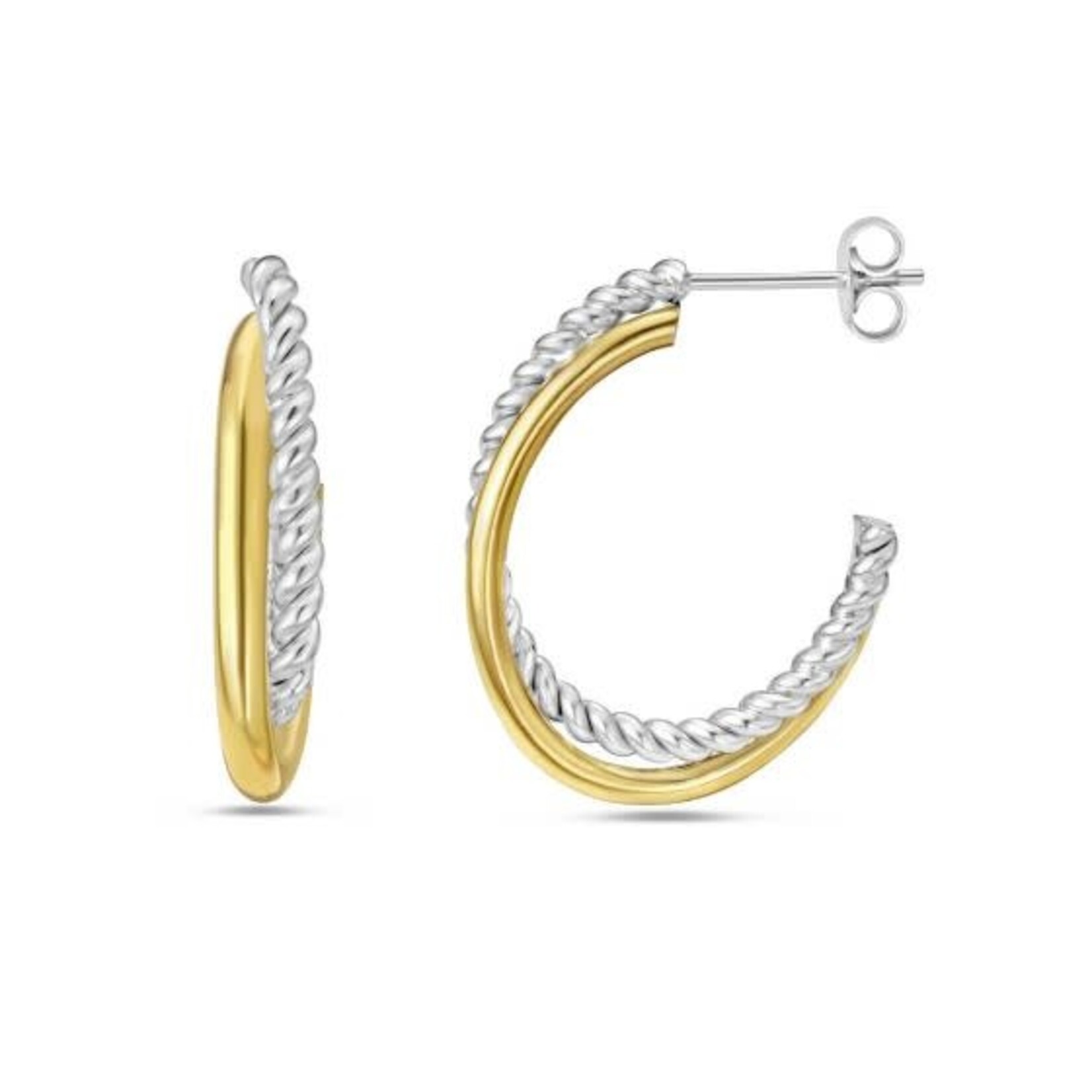 Sterling Silver & 18K Gold Traverso Hoop Earrings