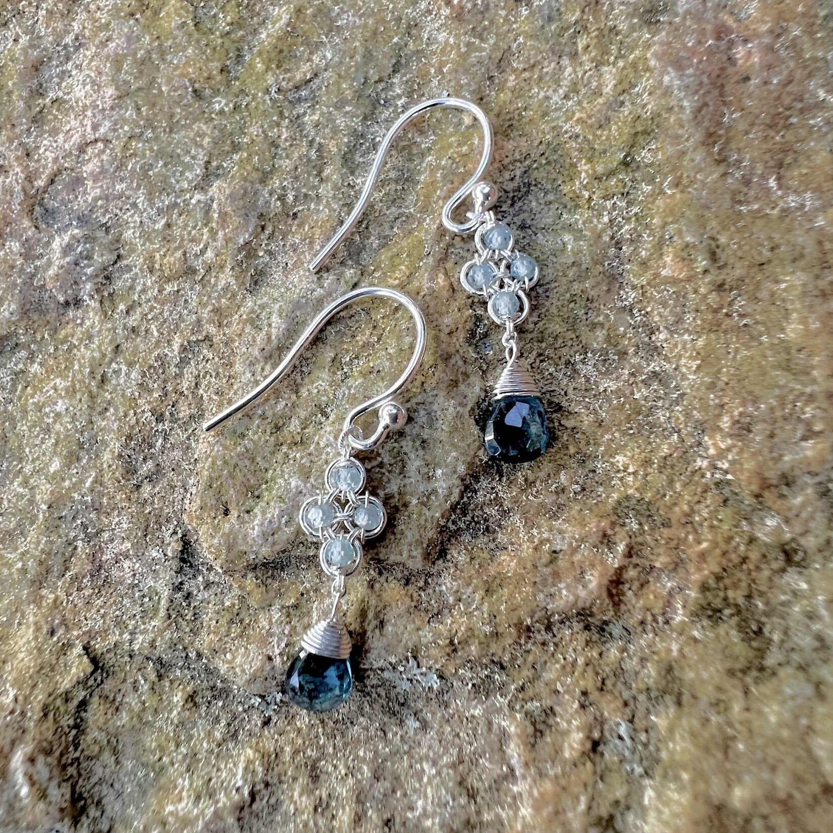 Sterling Silver Natural Blue Zircon and London Blue Topaz Earrings