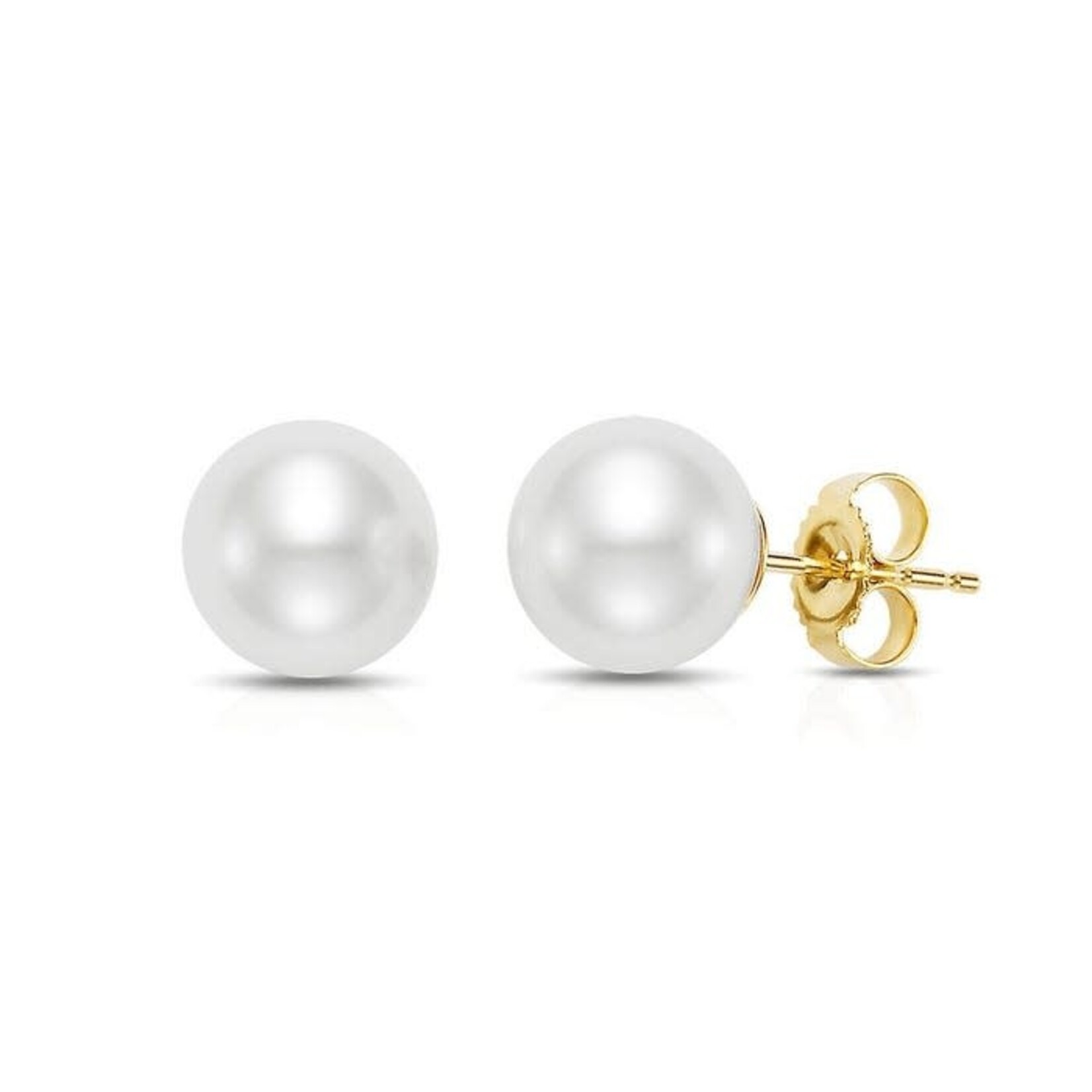 14K Yellow Gold 8mm Akoya Cultured Pearl Studs