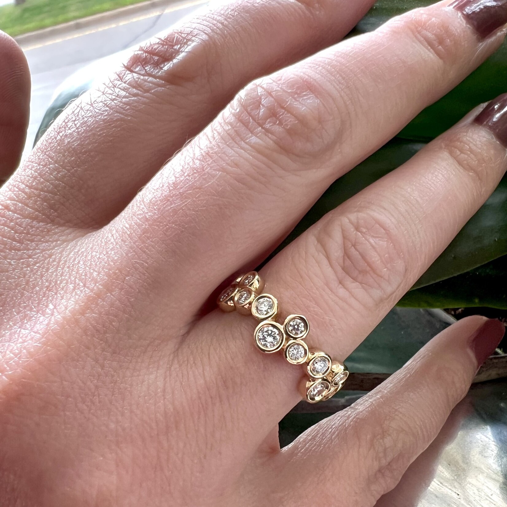 14K Yellow Gold Diamond Bubble Band