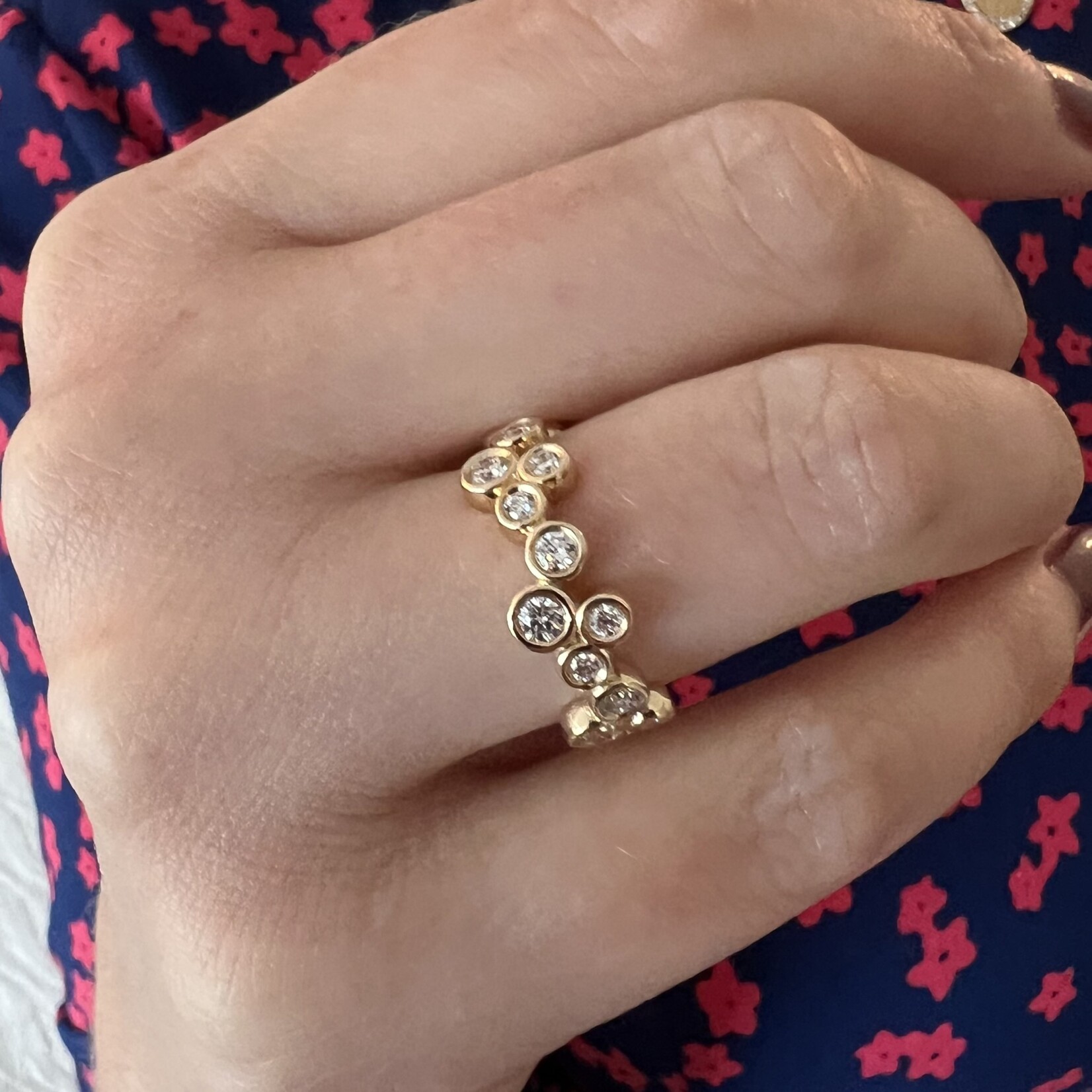 14K Yellow Gold Diamond Bubble Band