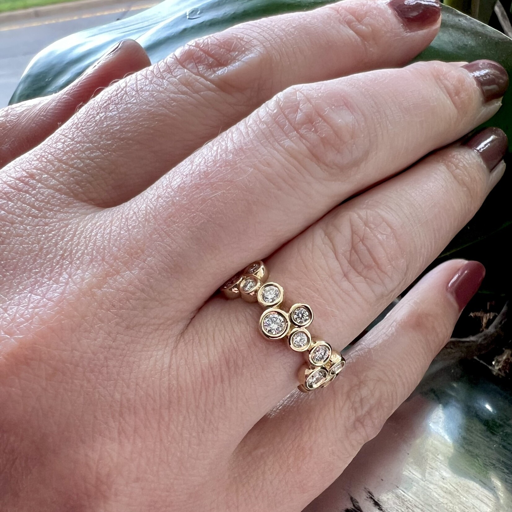 14K Yellow Gold Diamond Bubble Band