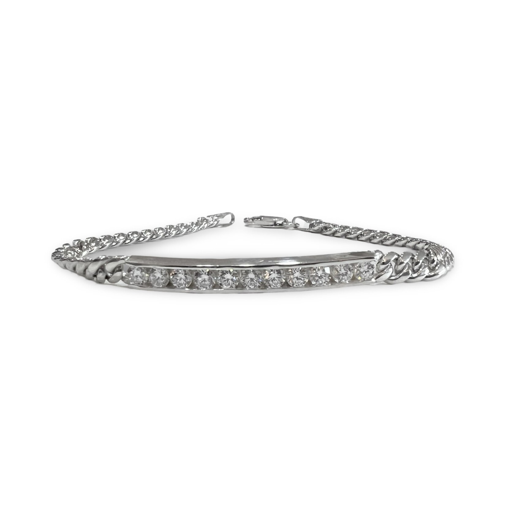 Sterling Silver 2 Carat Lab Grown Diamond Bar Bracelet