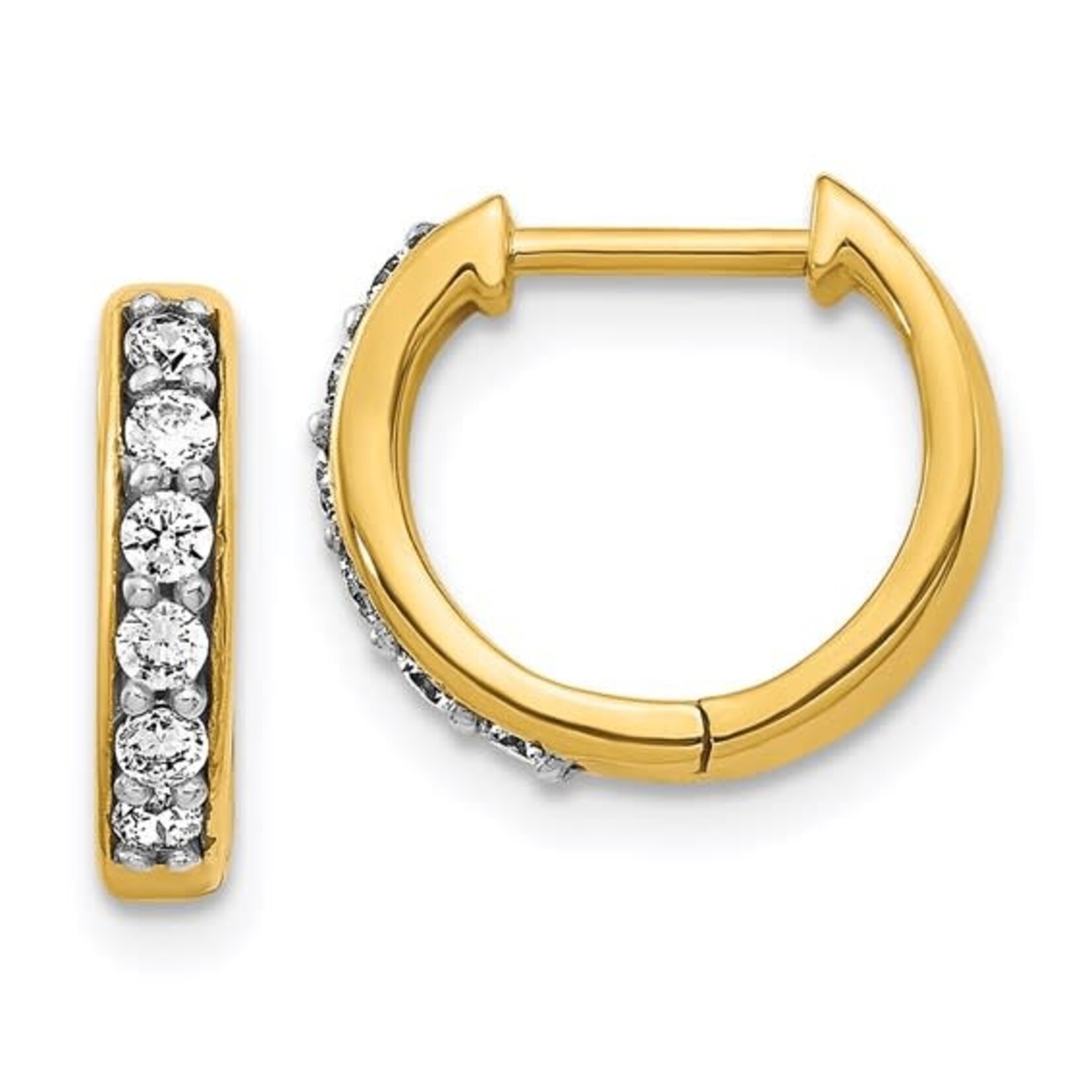 14K Yellow Gold Diamond1/4 Carat Huggie Earrings