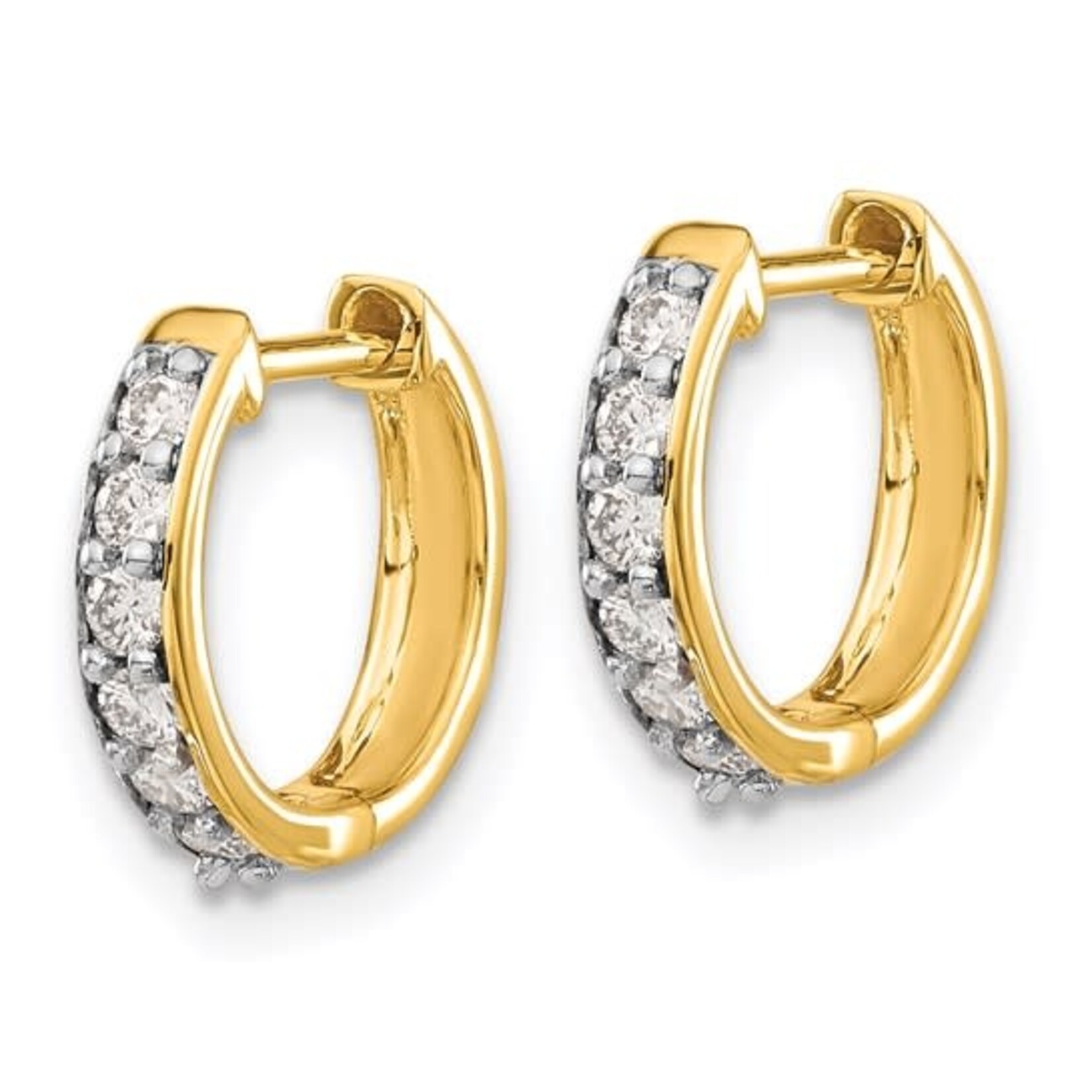 14K Yellow Gold Diamond1/4 Carat Huggie Earrings