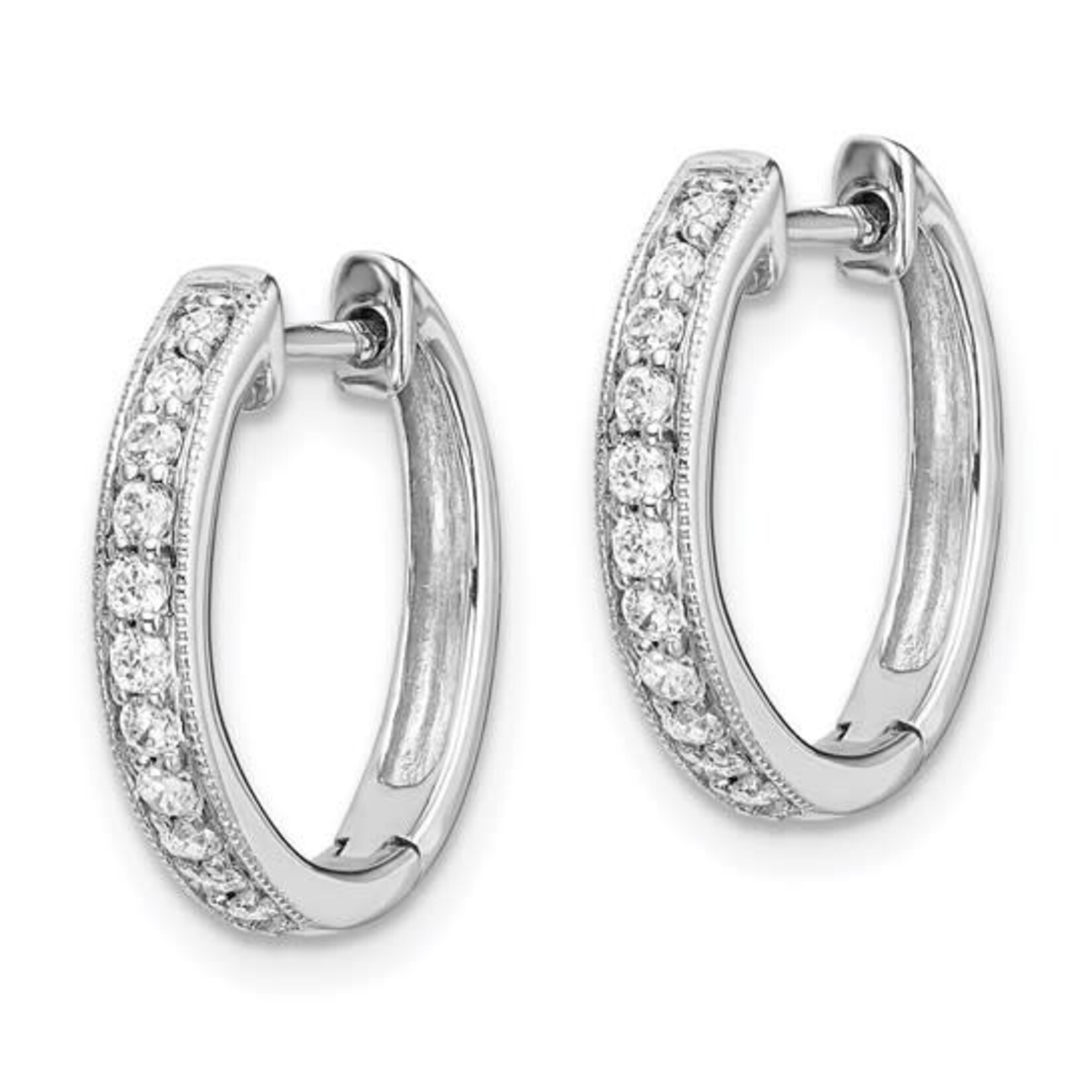 14K White Gold Diamond Huggie Earrings