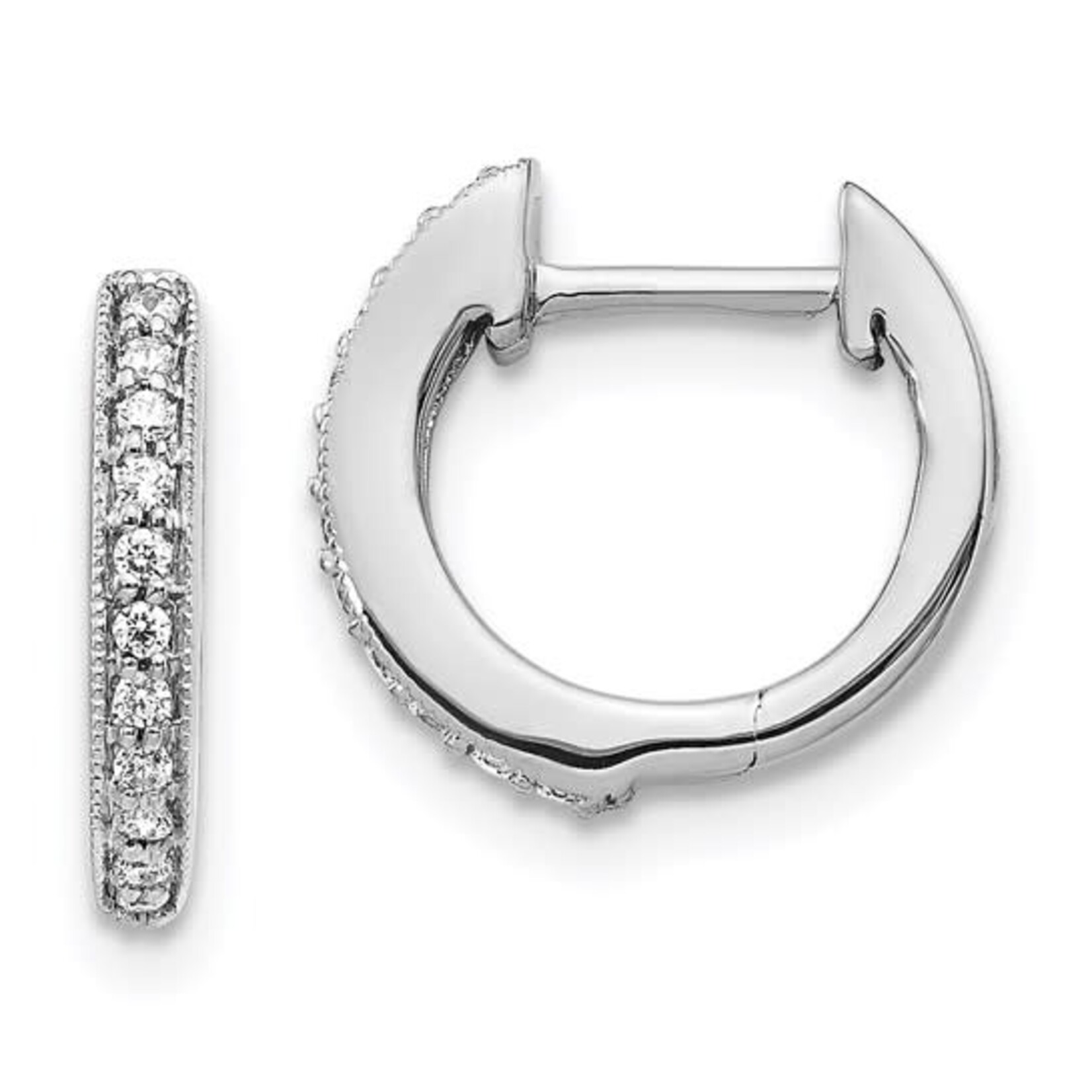 14K White Gold Diamond Huggie Earrings