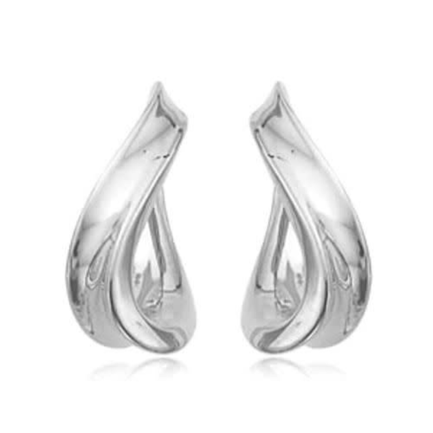 Sterling Silver Tapered Side Twist Earrings