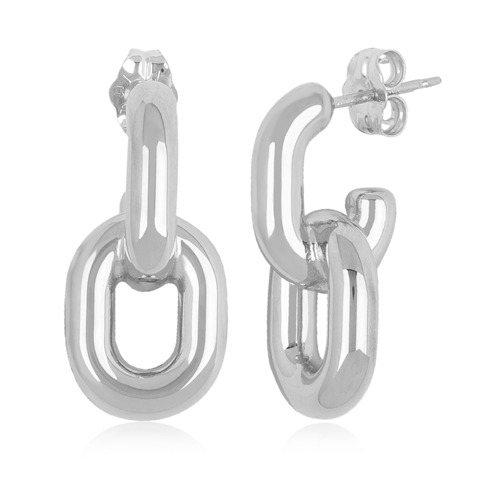 Sterling Silver  Medium Oval Double Link Earrings