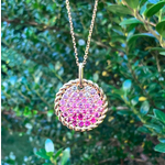 14K Yellow Gold Ombre Pink Sapphire Disc Pendant