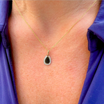 14K Yellow Gold Diamond Pear Shaped Engravable Pendant