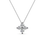 14K White Gold Diamond Flower Cluster Pendant