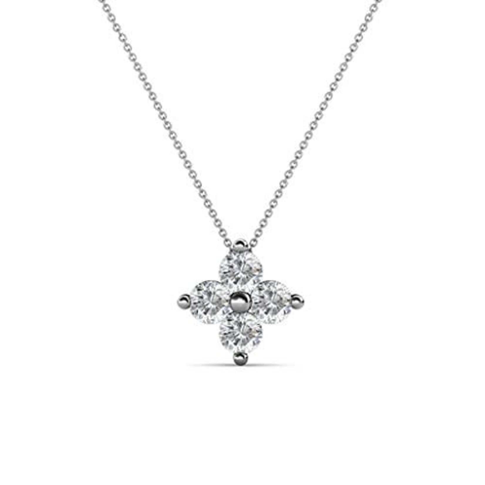 14K White Gold Diamond Flower Cluster Pendant