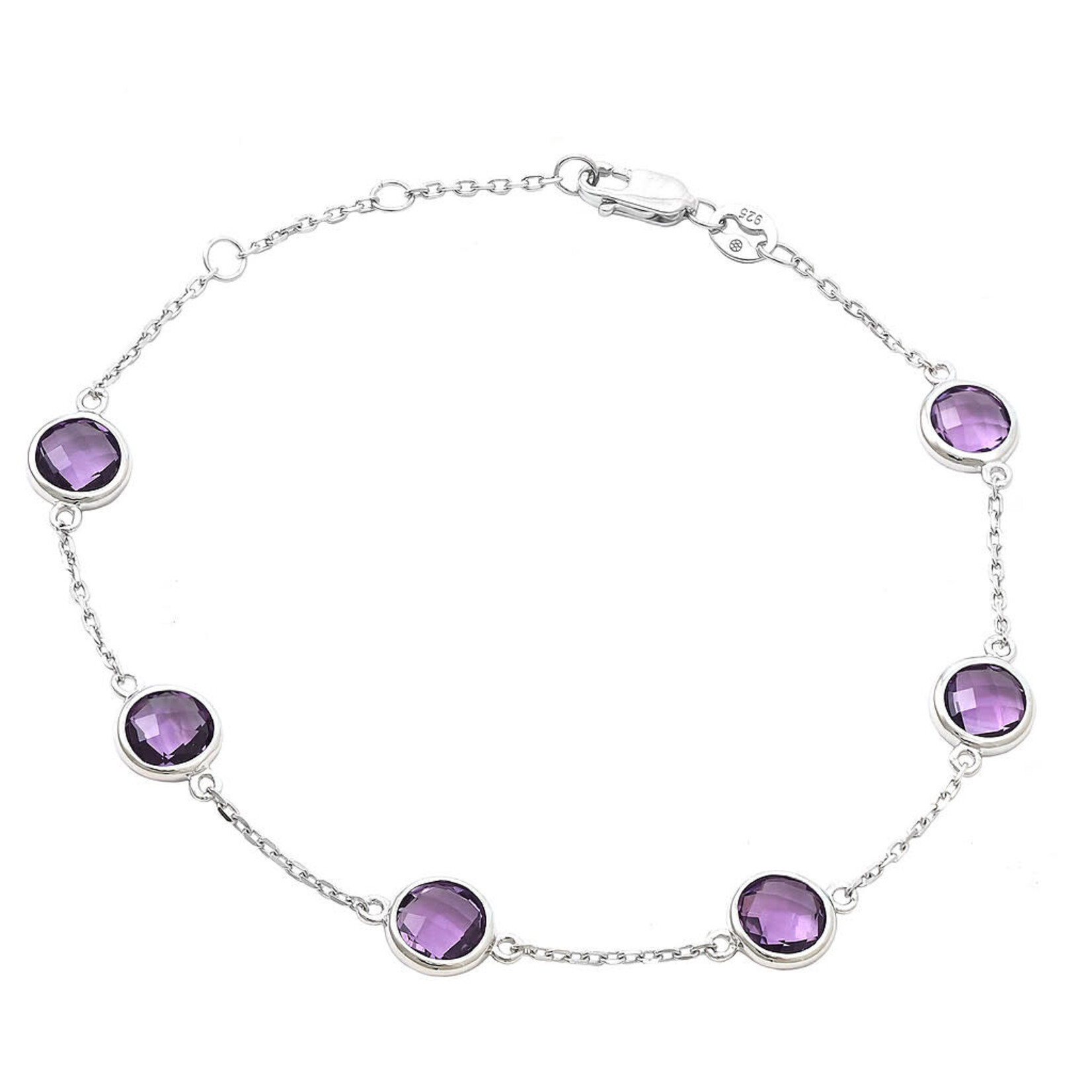Sterling Silver Amethyst Lollipop Bracelet