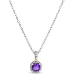 Sterling Silver & 18K Yellow Gold Amethyst Pendant
