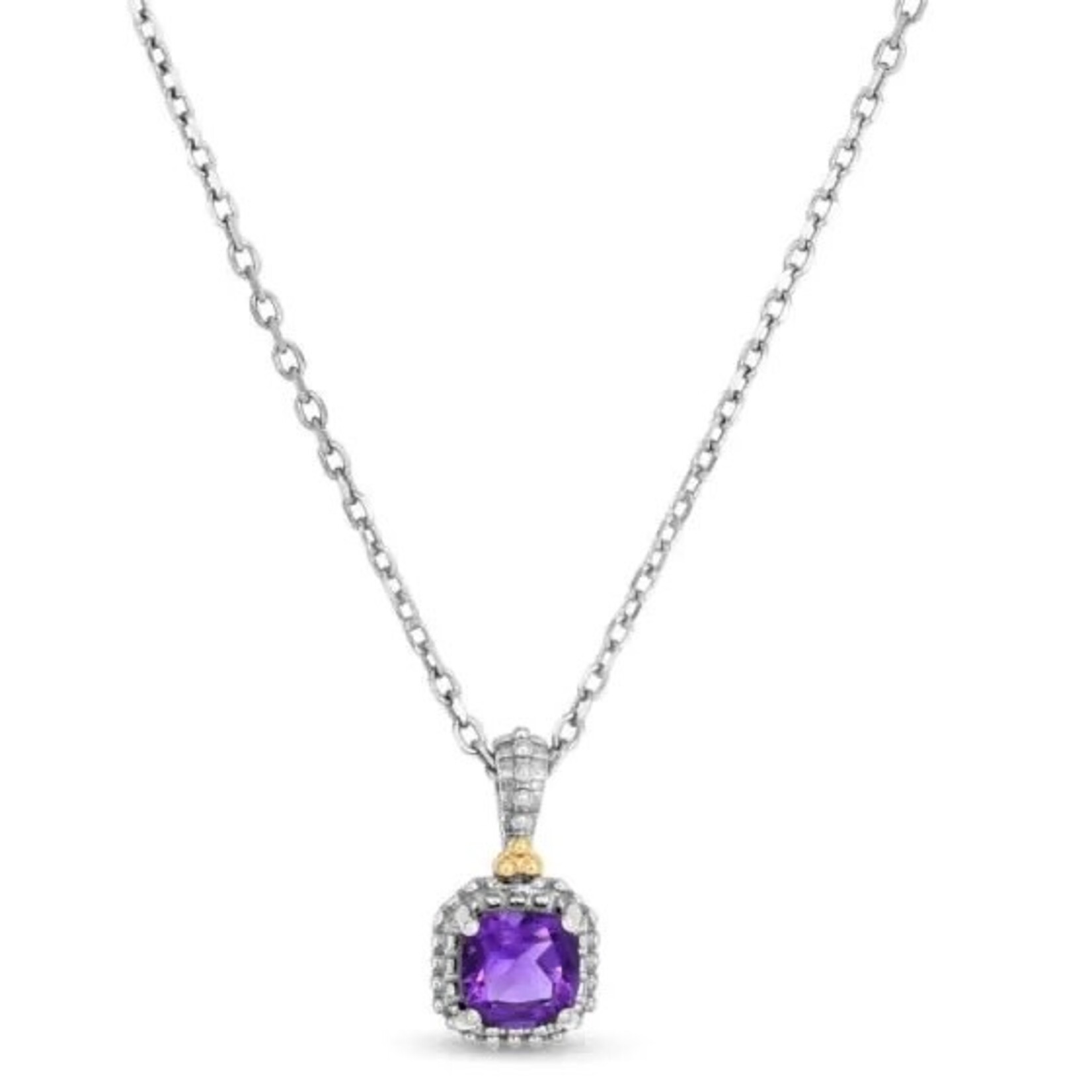 Sterling Silver & 18K Yellow Gold Amethyst Pendant