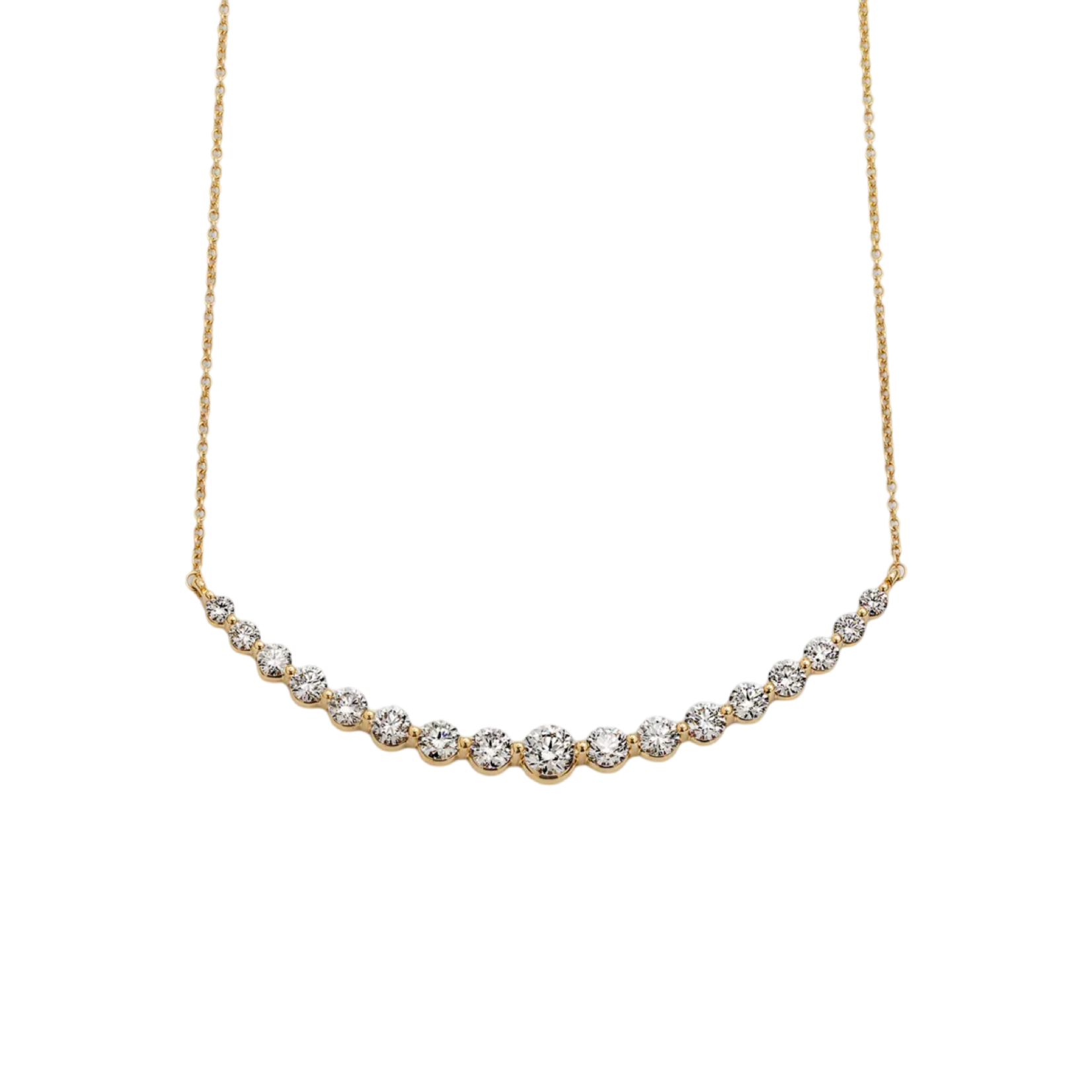 14K Yellow Gold 2 Carat Curved Eclipse Necklace