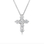 14K White Gold 1 3/4 Carat Six Diamond Cross
