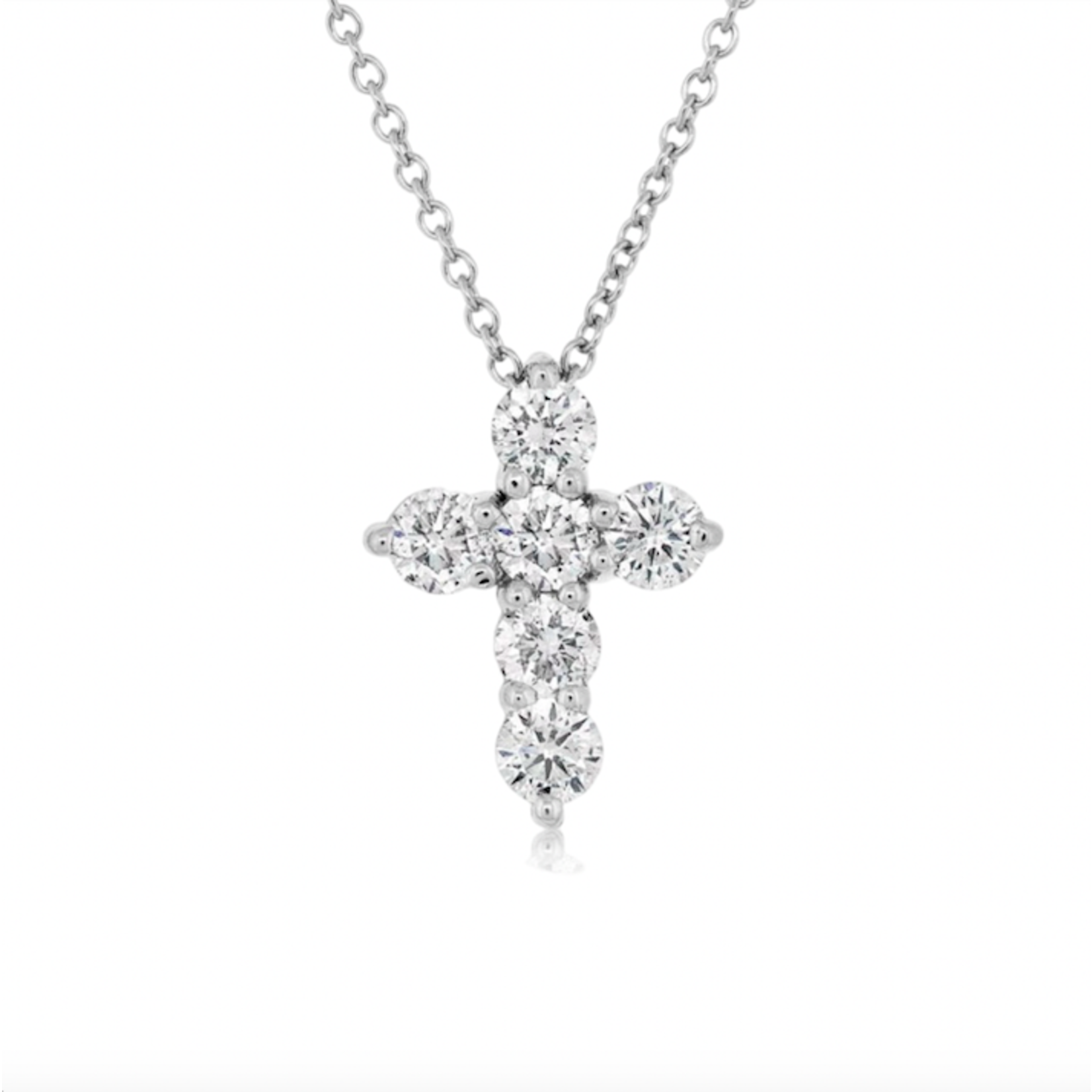 14K White Gold 1 3/4 Carat Six Diamond Cross