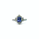 14K White Gold Petite Oval Tanzanite & Diamond Ring