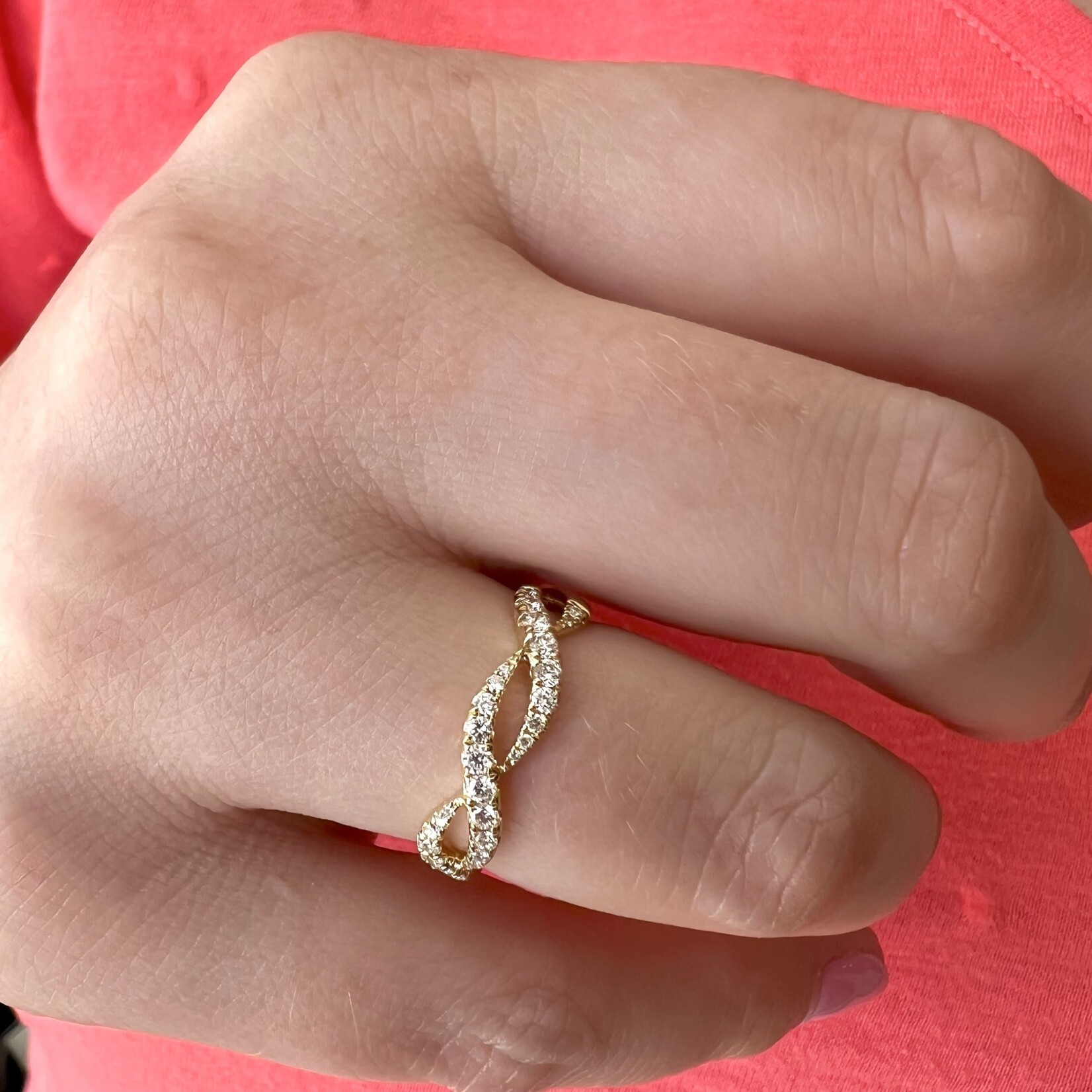 14K Yellow Gold Twisted Diamond 0.39ctw Ring
