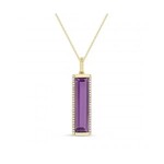 14K Yellow Gold  Amethyst and Diamond Pendant