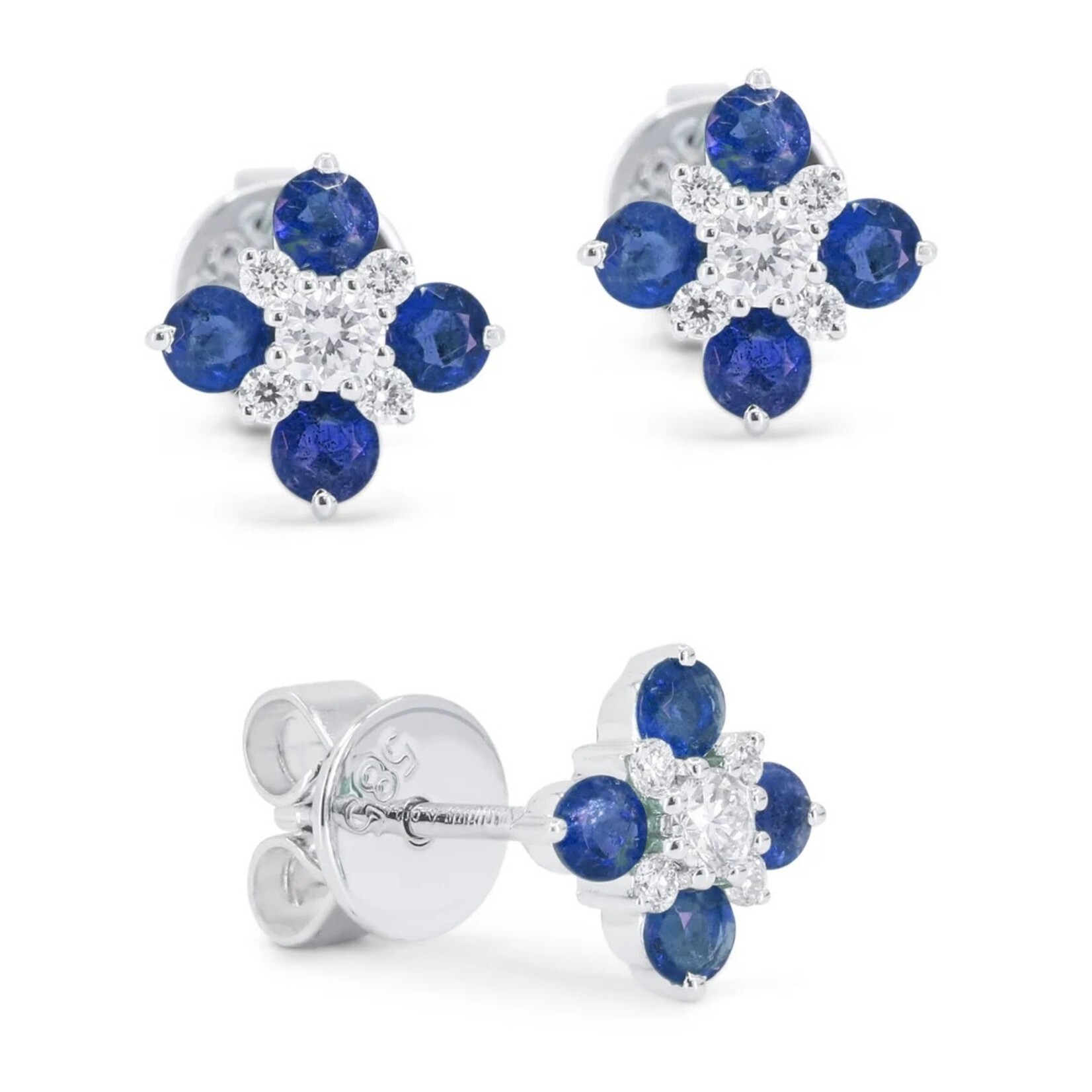 14K White Gold Sapphire and Diamond Earrings
