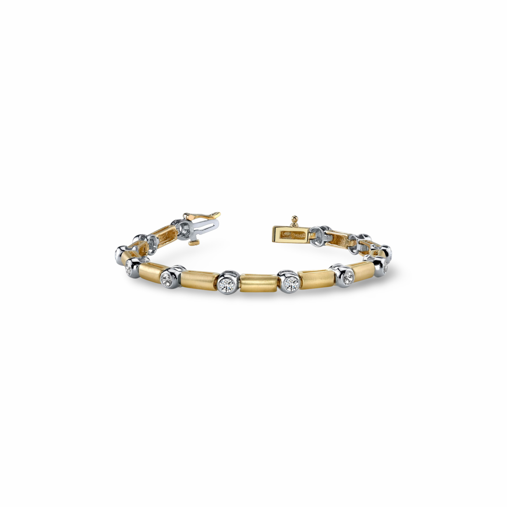 14K White & Yellow Gold 1 Carat Bezel Set Tennis Bracelet