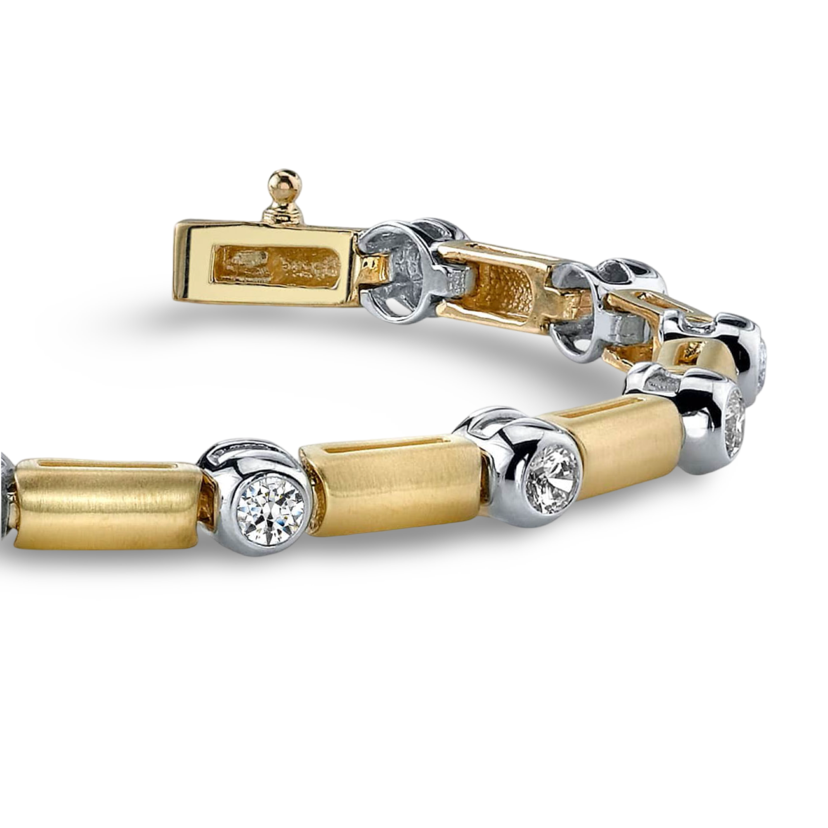 14K White & Yellow Gold 1 Carat Bezel Set Tennis Bracelet