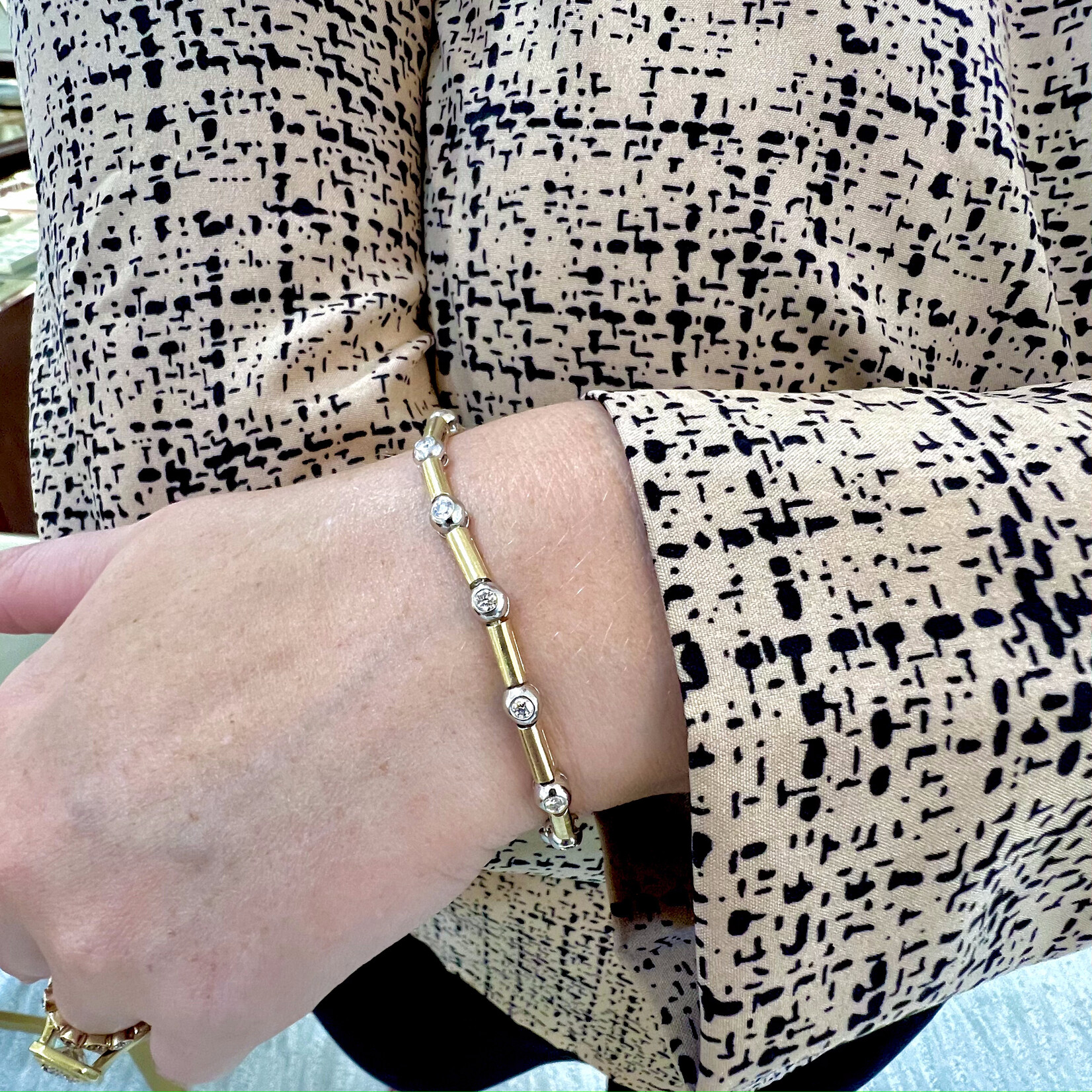 14K White & Yellow Gold 1 Carat Bezel Set Tennis Bracelet